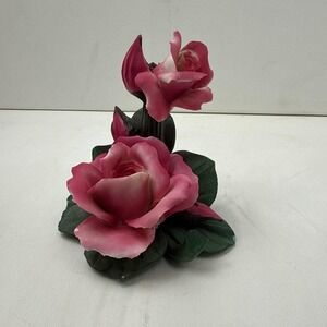 Porcelain Capodimonte Rose Figurine  Made in Italy 4"